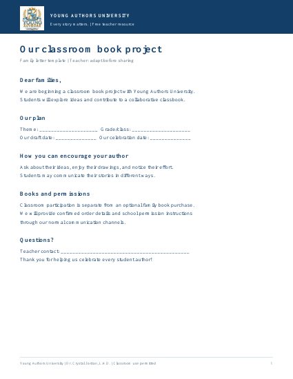 Preview of Classbook Family Letter Template