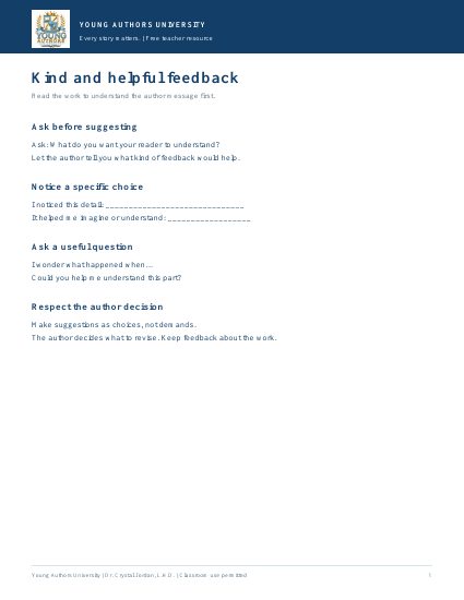Preview of Kind & Helpful Peer Feedback